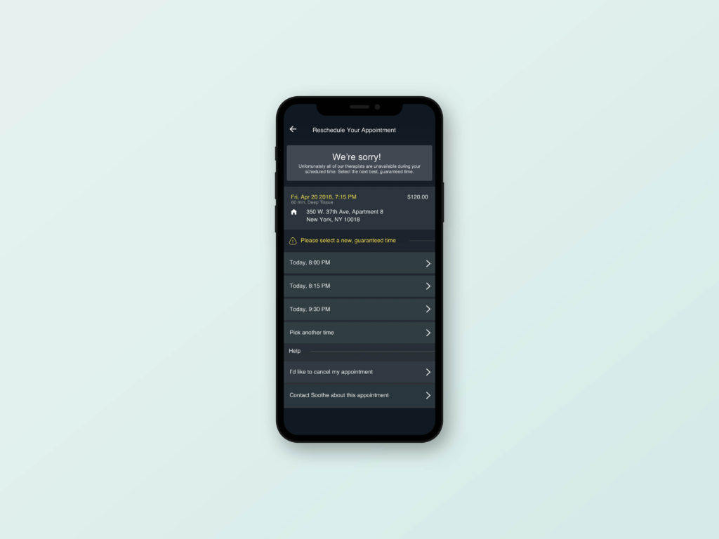Soothe - Unfillable Appointment Feature
