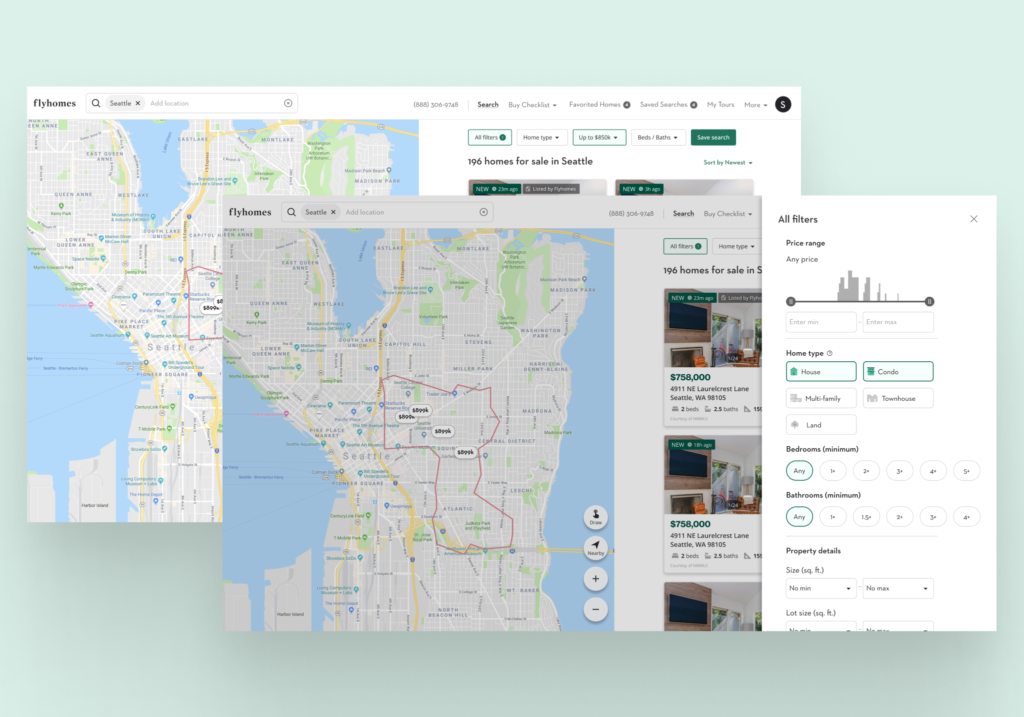 Search and Map Experience UX UI Product Design Web